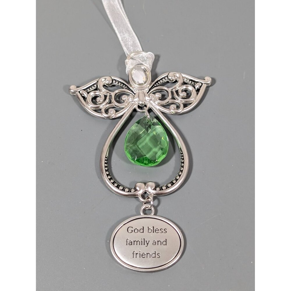 Ganz‎ God Bless Family and Friends Angel Ornament Christmas Glass